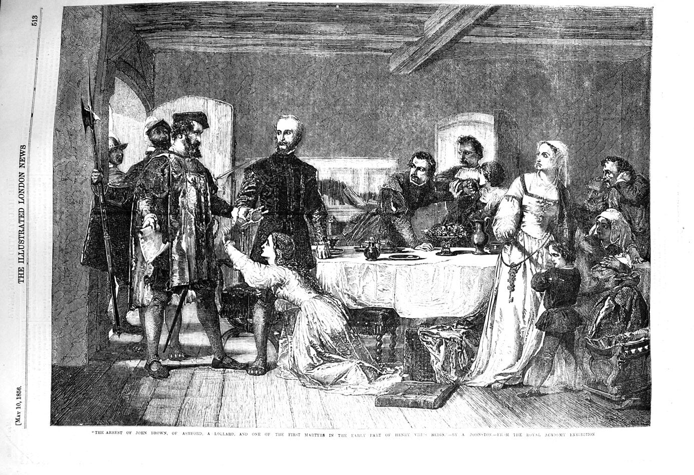 Original Old Antique Print 1856 Arrest John Brown Ashford Lollard Martyrs Henry