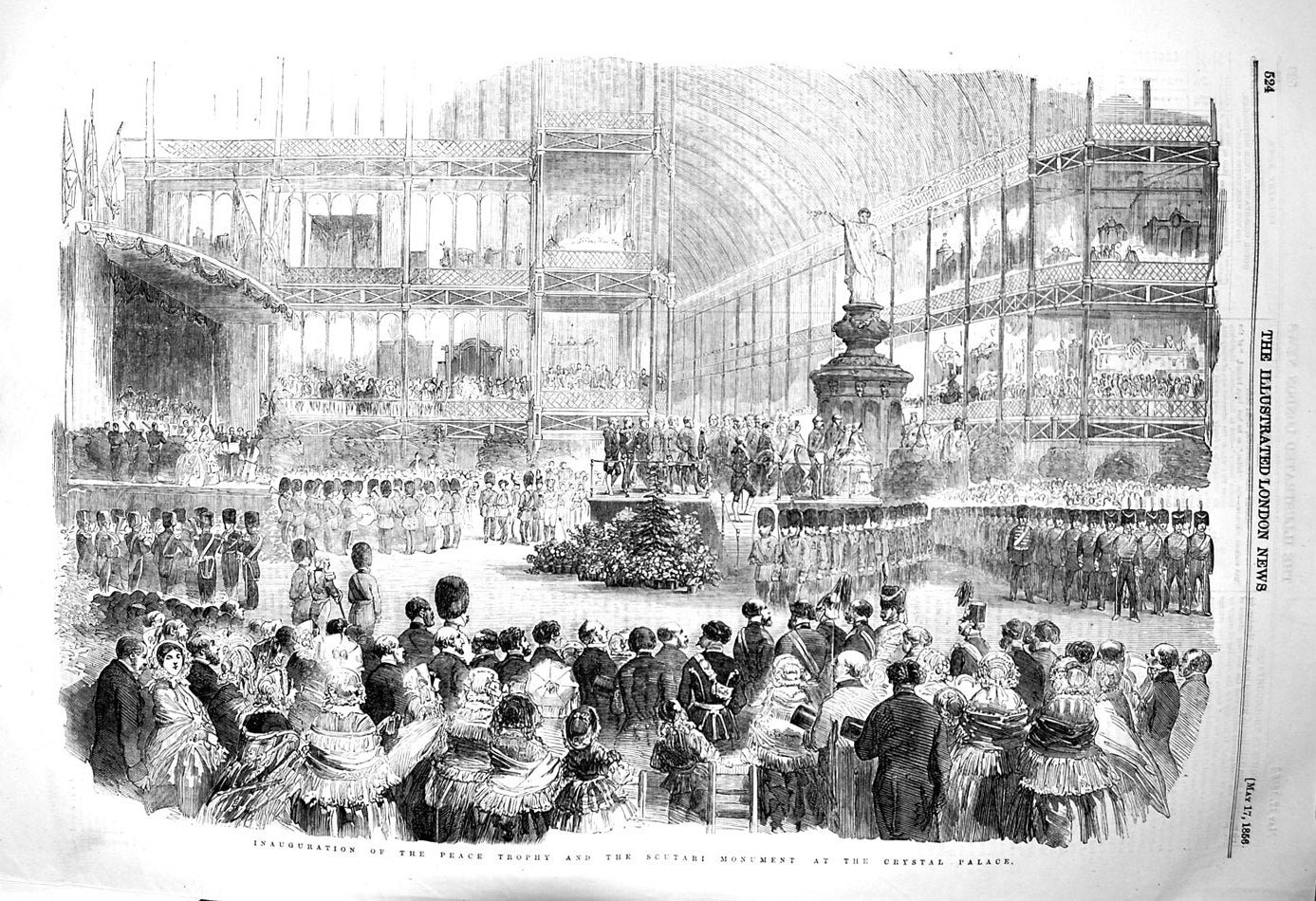 Antique Print *3215 1856 Inauguration Peace Trophy Scutari Monument Crystal