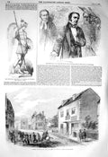 Original Old Antique Print 1856 Rugeley Staffordshire Gladstone School 19th