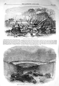 Original Old Antique Print 1856 Elm Tree Hyde London Canal Dock-Gates Blackwall