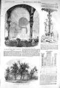 Original Old Antique Print 1856 Church Catholic Dublin Saunders Railway H 19th