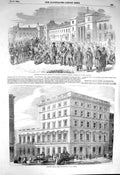 Original Old Antique Print 1856 Sappers Miners Brompton Chatham Strand London