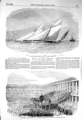Original Old Antique Print 1856 Royal Thames Yacht Amazon Sunday-School Halifax