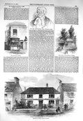 Original Old Antique Print 1856 William Palmer House Rugeley Post-Office C 19th