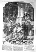Original Old Antique Print 1856 Scene Sick People Street Gipsy Fine Art 19th