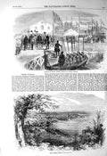 Original Old Antique Print 1856 Governor Kennedy Australia Perth Moun Victorian