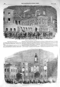 Old Antique Print 1856 Peace Illuminations Horse Guards Whitehall London 19th