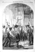 Original Old Antique Print 1856 Peace Rejoicings Men Ringing Churc Victorian