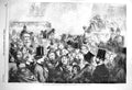 Original Old Antique Print 1856 Peace Illuminations Street Scene People 19th