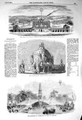Original Old Antique Print 1856 Temple Aix-La-Chapelle Temple Concord Victorian
