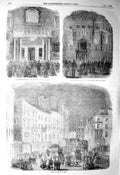 Original Old Antique Print 1856 Peace Illuminations Strand Belgrave Albert-Gate
