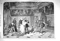 Original Old Antique Print 1856 Antechamber Tribunal Ducal Palace Venic 19th