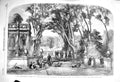 Original Old Antique Print 1856 Fete Champetre People Gardens 19th
