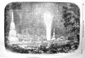 Original Old Antique Print 1856 Peace Commemoration Fireworks Green Park London