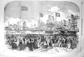 Original Old Antique Print 1856 Opening New Docks Hartlepool Flag Ships 19th