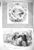 Original Old Antique Print 1856 Imerial Prince Baby Cradle Public Appearanc 19th