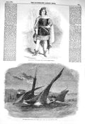 Original Old Antique Print 1856 Johanna Wagner Theatre Alfred Paget Yacht Alma