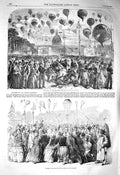 Original Old Antique Print 1856 Balloons Esplanade Invalides Bon-Bons People
