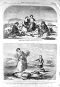 Old Antique Print 1856 Mother Little Girl Hay Gathering Graziella Story 19th