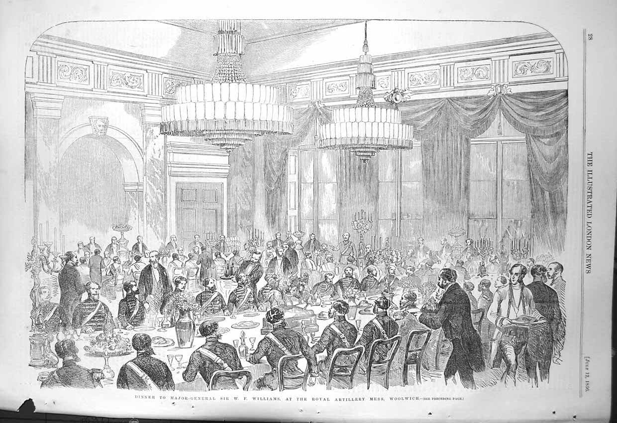 Original Old Antique Print 1856 Major General Williams Royal Artillery Woolwich
