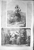Original Old Antique Print 1856 Gallop Trot Mother Child Siers House Family