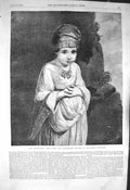 Original Old Antique Print 1856 Reyns Fine Art Portrait Strawberry Little Girl