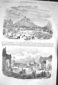 Original Old Antique Print 1856 View City Guatemlala Central America Plaza 19th
