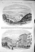 Original Old Antique Print 1856 View Spa Duke Duchess Brabant 19th