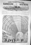Original Old Antique Print 1856 Building Manchester Art Treasures Exhibition
