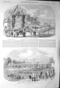 Original Old Antique Print 1856 Royal Cruise Queen Dartmouth Thames Regatta G