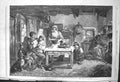 Original Old Antique Print 1856 Faed Fine Art Family Home Children Dog Dinner