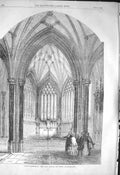 Original Old Antique Print 1856 Wells Cathedral Lady Chapel Architecture 19th