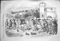 Original Old Antique Print 1856 Summer Rain Yorkshire Coast Umbrellas Victorian