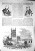 Original Old Antique Print 1856 Yarrell John Ross Gloucester Cathedral Festival