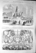 Old Antique Print 1856 Wellington Memorial Manchester Earl Cardigan Leeds 19th