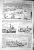 Old Antique Print 1856 St. Petersburg Statue Peter Great Cazan Cathedral 19th