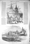 Antique Old Print *3234 1856 Gate Resurrection Virgin Mother Moscow Kremlin