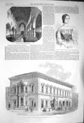 Original Old Antique Print 1856 Woodburn Church Queen Emma Rooke St. James'S