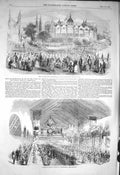 Original Old Antique Print 1856 Fete Aston Birmingham Banquet Portsmouth Crimea