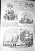 Original Old Antique Print 1856 Bellot Memorial Greenwich Catholic Church Paris