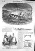 Old Antique Print 1856 H.M.S. Ship Dido Hurricane Raieta Pacific Florence 19th