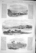 Antique Old Print *3232 1856 Isthmus Suez Canal Lake Timshah Oasis Pelusium