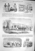 Old Antique Print 1856 Santhal Country Pig Sticking Caragola Fair Danghur 19th