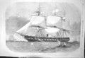 Original Old Antique Print 1856 United States Steam Frigate Merrimac Ship 19th