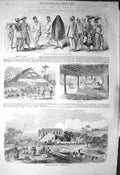 Original Old Antique Print 1856 Sierra Leone Freetown Piazza Egg-Gu-Gu Waterloo