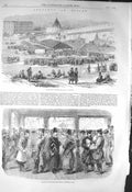 Original Old Antique Print 1856 Moscow Market Servants Kitai Gorod Russia 19th