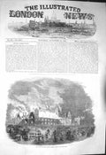 Original Old Antique Print 1856 Fire Central District School Sutton England