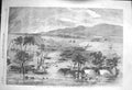 Original Old Antique Print 1856 Inundation India Floods River Ganges Rajmahal