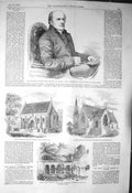 Old Antique Print 1856 Bishop Durham German Church Ortakeoi Norman Arches 19th