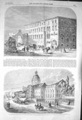 Old Antique Print 1856 Prisons Vicaria Naples Kronprinzen Residenz Prince 19th